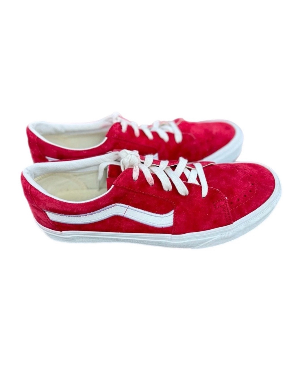 Vans Off the Wall OldSkool Red White Suede Low Top Sneaker Skateboard Men 10